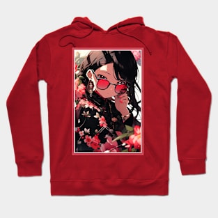 Aesthetic Anime Girl Pink Rosa Black | Quality Aesthetic Anime Design | Chibi Manga Anime Art Hoodie